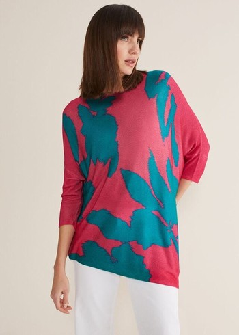 Phase Eight Madison Printed Asymmetric Hem Knitwear Multicolor Australia | EW3692157